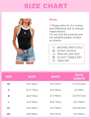 siliteelon Womens Colorblock Racerback Crew Neck Casual Basic Ribbed Fitted Tank Top Sleeveless Camis- Light Blue S