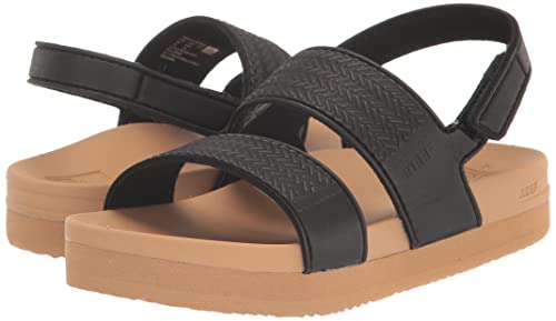 Reef Kids Girls Sandals, Little Water Vista, Black/Tan, 12