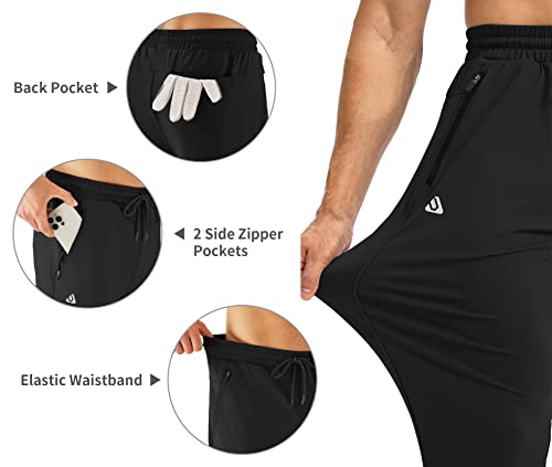 URBEST Men's Stretch Golf Pants with Zipper Pockets Slim Fit Athletic Sweatpants for Men Workout Travel Running Navy 3XL