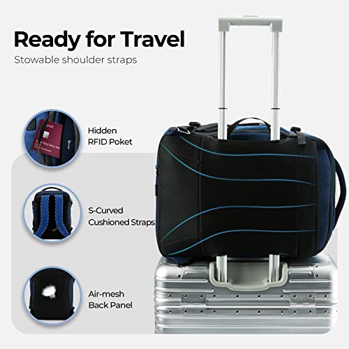 Large Travel Backpack Airline Approved - Carry On Backpack with Detachable Laptop Bag Fits 17 Inch Laptop - Lightweight Personal Item Travel Backpack for Men Women (Navy)