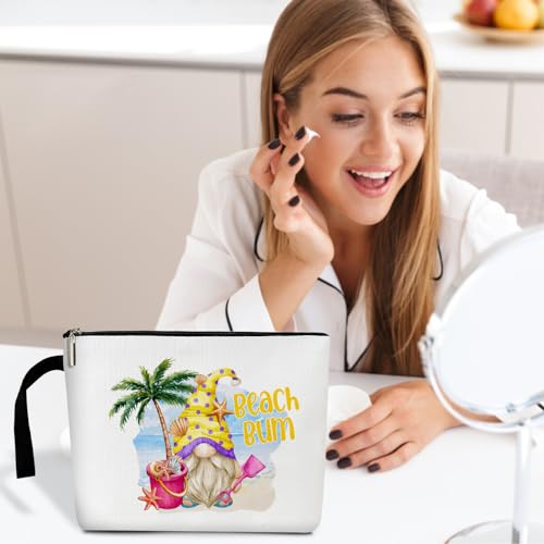 Summer Beach Makeup Bag for Women, Beach Life Lemon Make Up Bag Zipper Cosmetic Travel Toiletry Pouch, Summer Travel Holiday Gifts Vacation Gifts for Women Mom Sister Bestie Organizer Purse -13