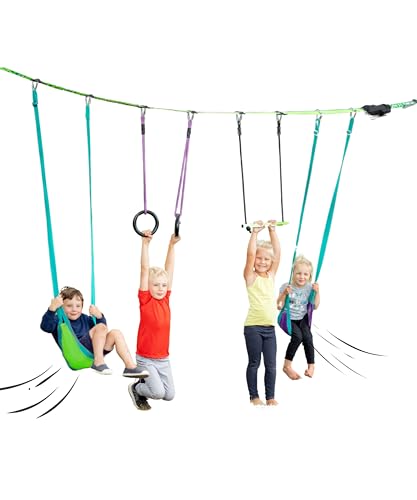 slackers Deluxe Swing Line - Turn Healthy Trees Into The Perfect Backyard Swing Set - slackers Tree Swing Line Kit - Great Tree Swing Addition to Any Yard - Recommended for Ages 3+
