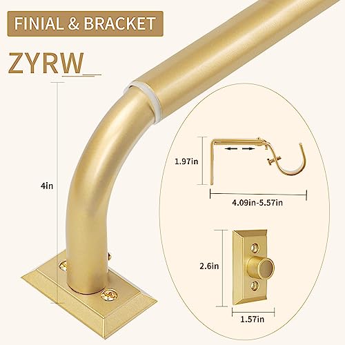ZYRW Gold Wrap Around Curtain Rod for Windows 28-48 Inches, Room Darkening Drapery Rod, Heavy Duty Blackout Curtain Rod, Modern Decorative Curtain Rod, Gold