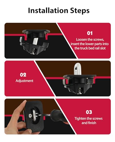 DEERMOTO 4pcs Retractable Truck Bed Tie Down Anchors Compatible with 1998-2014 Ford F150, 1998-2016 Ford Super Duty, 1999-2013 Chevrolet Silverado & GMC Sierra, 1995-2008 Dodge RAM