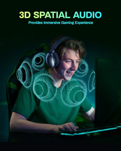 KOFIRE UG-06 Wireless Gaming Headset, 2.4GHz Bluetooth Gaming Headphones with Noise Cancelling Microphone, 3D Stereo Sound, 65Hr Battery Life Headset for PS5, PS4, PC, Switch, Mac, RGB Light