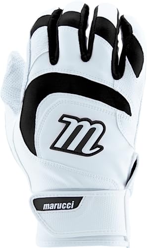 MARUCCI Signature Batting Glove V4, White/Black, Adult Medium