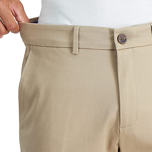 Haggar Men's Premium No Iron Khaki Straight Fit & Slim Fit Flat Front Casual Pant, Dark Navy Blue, 34W x 29L
