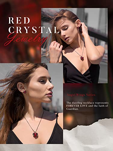 CDE Angel Wing Love Heart Necklaces for Women, Silver Tone/Gold Tone Pendant Necklace Jewelry Gifts for Her on Christmas, Valentine's/Mother's Day, Anniversary, Birthday Gifts for Women Wife Girlfriend (White-Nov. Yellow Birthstone)