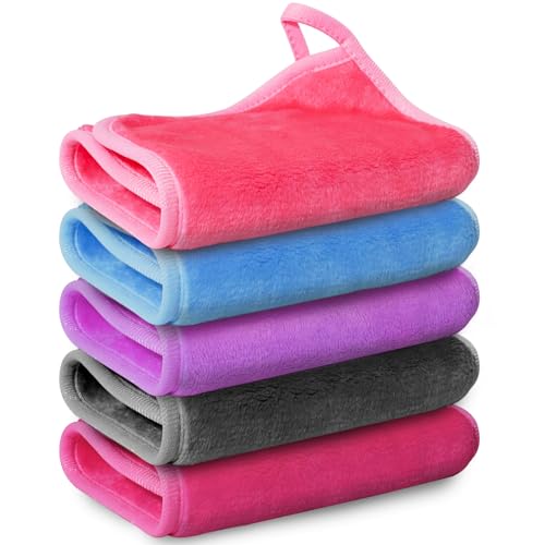 Nugilla Makeup Remover Cloths, 8 Packs Makeup Remover Towels Reusable Face Wash Cloth, Soft Makeup Remover Microfiber Face Cloth for Women