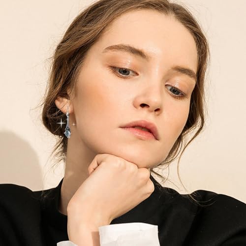 Vintage Leverback Emerald Green May Birthstone Earrings Sterling Silver Retro Drop Dangle Earrings with Oval Crystal from Austria, Birthday Christmas Jewelry Gifts for Women