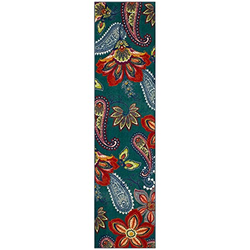 Mohawk Home New Wave Whinston Blue Floral Ornamental (2' X 5') Runner Area Rug