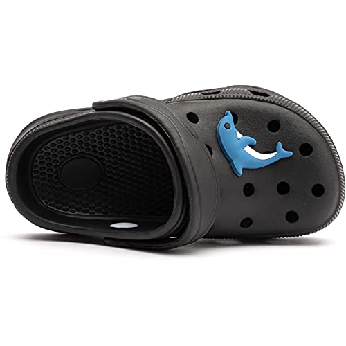 Kids Clogs Home Garden Slip On Water Shoes for Boys Girls Indoor Outdoor Beach Sandals Children Classic Slippers Black, 1.5 Little Kid