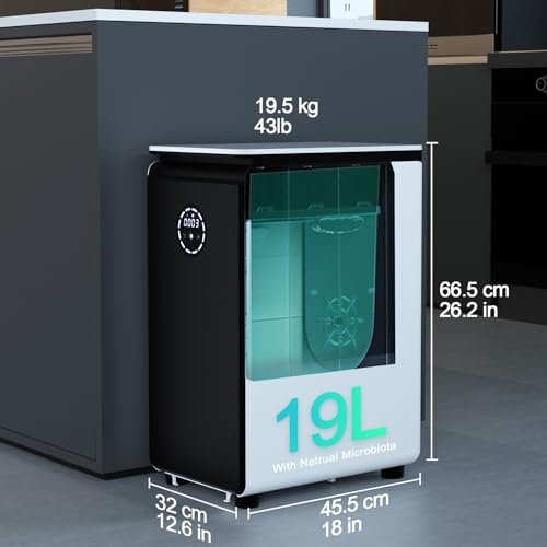 GEME World First Bio Smart 19L Electric Composter for Kitchen, Filter No Need to Change, Not Dehydration Tec, Add Waste Anytime Compost Machine, Electric Compost Bin Kitchen, Food Cycler Real Compost