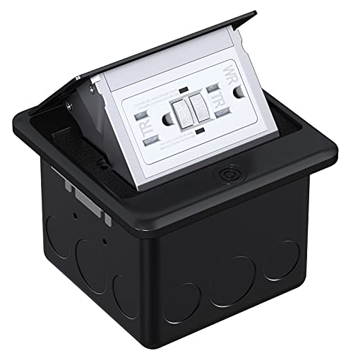 WEBANG Pop Up Floor Outlet Covers Box with 15 Amp Stainless Steel GFCI Tamper Resistant Rceptacle Outlet, ETL Listed, Oil Rubbed Bronze