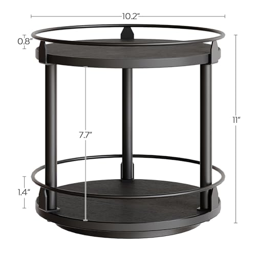 YATINEY Lazy Susan Organizer, Rotating Spice Rack, 2 Tier Spice Turntable Organizer, Industrial Turntable Spice Holder, for Kitchen Countertop and Cabinet, Compact and Versatile, Black SR22BK