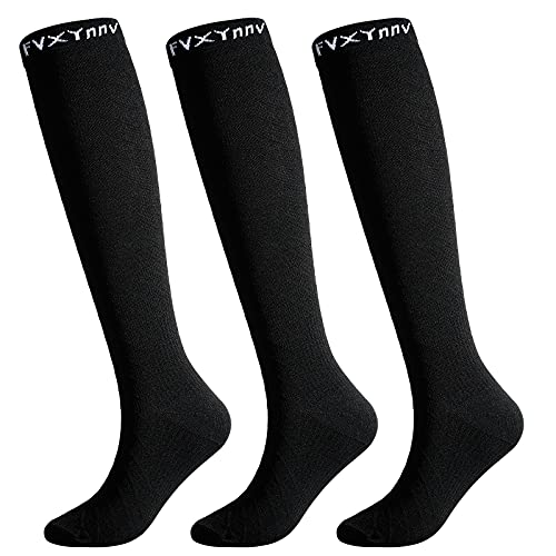 FVXYnnv 3 Pairs Graduated Compression Socks for Women Men 20-30mmHg Compression Stockings Knee High Socks Long Flight Socks (Small-Medium)
