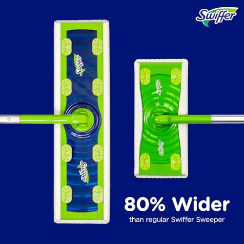 Swiffer Sweep + Mop XL, Broom & Mop Alternative, Floor Cleaner for Dirt, Dust, Hair, All Purpose Cleaning Tool for Home, Bathroom, Kitchen, Set Includes 1 XL Sweeper 8 XL Dry Pads 2 XL Wet Pads Fresh