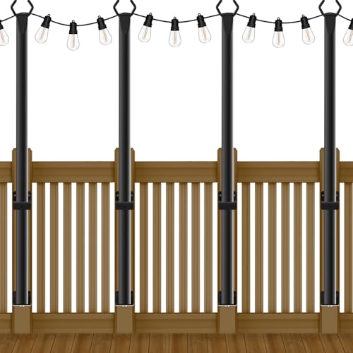 NUERPO 4 Pack String Light Poles,5Ft Metal Poles with Fork for Outdoor String Lights,Outdoor Light Poles with Fork,Poles/Post/Stand for Outside,Patio,Deck,Backyard,Garden Wedding,Party