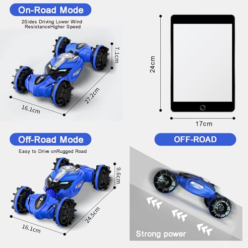 Amphibious Remote Control Car RC Boat - 4WD Gesture RC Stunt Car 2.4 GHz Transforms Waterproof Vehicle Toys for 6-8 Year Old Boys,All Terrain Summer Beach Pool Toys for Kids Ages 5-7 6-8 8-13