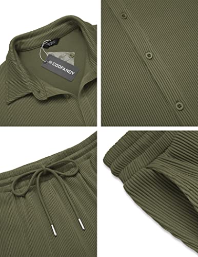 COOFANDY Men Sets 2 Pieces Beach Short Sleeve Shirt Relaxed Fit Yoga Pants
