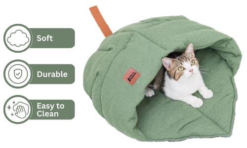 Scout & Friends Leaf Shape Pet Bed Warm Snuggle Cave for Cats and Small Dogs Machine Washable