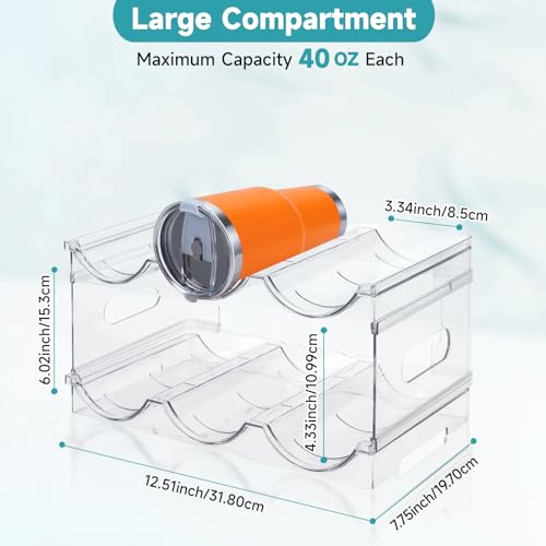 Damomo Water Bottle Organizer for Stanley 40 oz, 2 Pack Stackable Water Bottle Organizer, Clear Holder for Tumbler Travel Mug Cup, Kitchen Pantry Refrigerator Organization and Storage