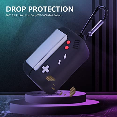 KOREDA Compatible with Sony WF-1000XM4 Case, Classic Handheld Game Console Design Soft Silicone 3D Cute Fashion Design Funny Protective Cover Case Skin with Keychain for Women Men Girls Kids