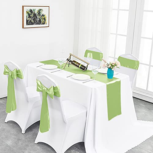 10-Pack Yellow Satin Table Runner 12 x 108 Inch Long Bright and Smooth Silk Fabric Table Runner for Wedding Banquet Birthday Party Decoration