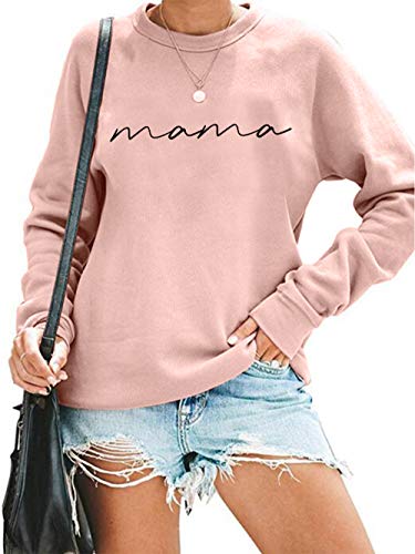ASTANFY Mama Shirts Women Mama Letter Printed T-Shirt Mama Graphic Tee Casual Short Sleeve Tops Tee