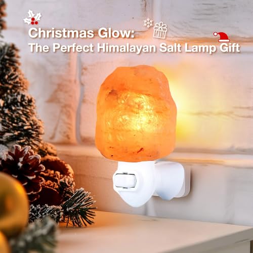 pursalt Himalayan Salt Lamp Night Light Plug in, Certificated 360 Degree Rotatable Wall Plug with Extra 2 Replacement Bulbs Bathroom Bedroom Night Light, Pink Crystal Rock Salt Hand Crafted