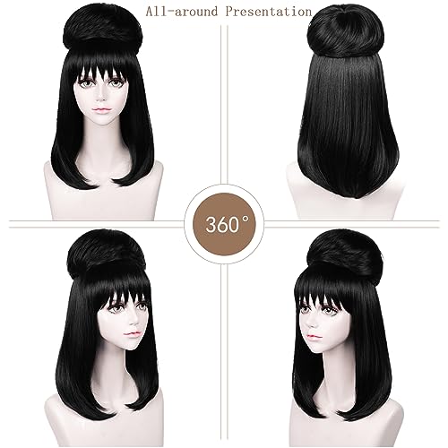 LABEAUTÉ Max Beauty Anime Short Black Cosplay Wig for Women Girl, Daily Wig for Cosplay Synthetic Hair for Halloween Costume Party Hair Wig + Wig Cap