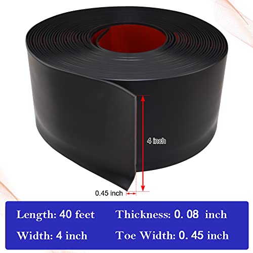 LSGCQ Flexible Baseboard Molding Trim 4 Inch x 40 Feet Self-Adhesive Vinyl Wall Base Peel and Stick Cove Base Rubber Wall Moulding Trim (Black)
