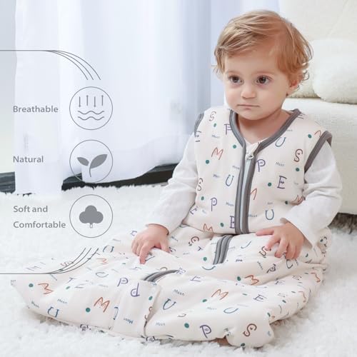 Mosebears Sleep Sack Baby Winter Wearable Blanket with 2-Way Zipper,2.5 TOG Cotton Sleep Sack Unisex (Rabbit Cat, 12-18 Months)
