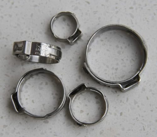 IEUYO Heavy Duty PEX Pinch Clamps PEX Cinch Clamps Rings Assortment Kit Single Ear Hose Clamps Clips for Securing Pipe Hoses 1/2" 40PCS