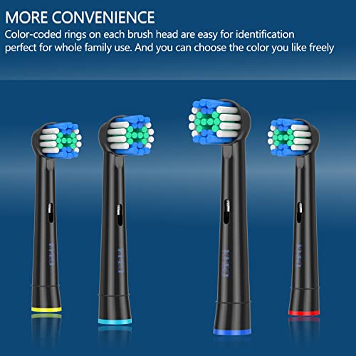 KHBD 16 Pack Replacement Heads for Oral B Braun- Includes 4 Sensitive Brush, 4 Precision Brush, 4 Deep Cleaning, 4 Floss Cleaning Toothbrush Heads Black