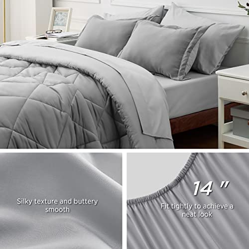 Bedsure White Twin XL Comforter Sets - 5 Pieces Reversible White Twin XL Bedding Sets with Comforters, Sheets, Pillowcase & Sham, Twin XL Bed Sets for College