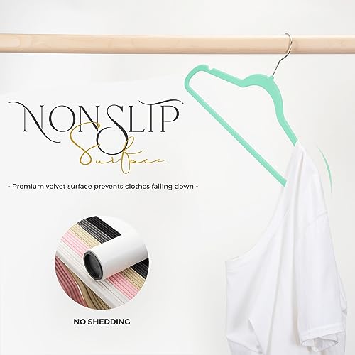HOUSE DAY Premium Velvet Hangers, Non-Slip Thin Flocked Felt Hangers, Sturdy Clothes Hangers Heavy Duty Coat Hangers & Suit Hangers, Durable Suit Hangers for Closet Space Saving (100 Pack, White)