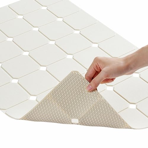 Bathtub Mat Non Slip Silicone Soft Odorless Bath Mat with Mini Suction Cups Bath Tub Mat Non Slip Shower Mat Non Slip Foldable Machine Washable with Bathroom Floor Mat 18 X 28 Beige