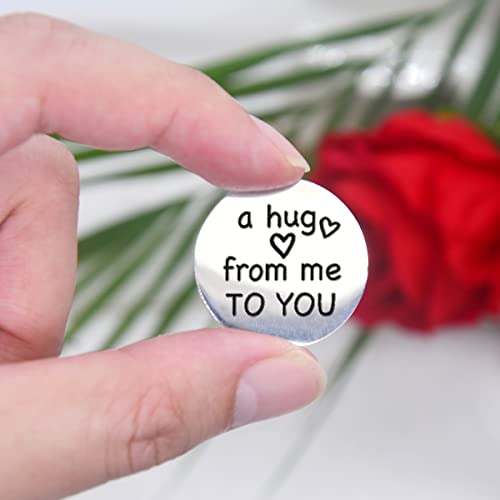 Inspirational Pocket Hug Token Gift, Long Distance Relationship Keepsake Stainless Steel Double Sided,Pocket Hug Token Gift for Family Friends Daughter Son Boys Girl-A Hug From Me To You