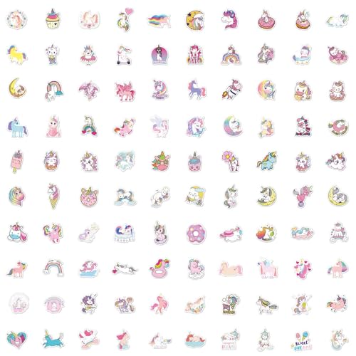 Unicorns Stickers 100 Pcs Waterproof Vinyl Stickers for Water Bottles Pink