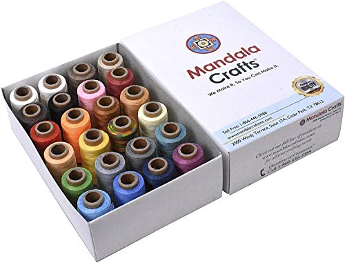 Mandala Crafts Sky Blue Flat Waxed Thread for Leather Sewing Thread - Polyester Waxed Leather Thread Waxed String - 273 Yds 150D 0.8mm Waxed Cord for Leather Stitching