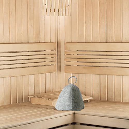 YidaSouko Sauna Hat Natural Felt Bucket Hat, Soft Sauna Cap for Hot Dry Steam Room Bath (Gray Bucket Hat)