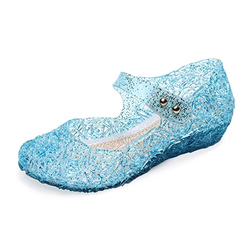 OMGard Jelly Shoes for Girls, Snow Queen Princess Birthday Sandals for Little Girls, Pink Toddler Glitter Sandals Size 1.5, Frozen Inspired Party Cosplay Costumes Dress Flats
