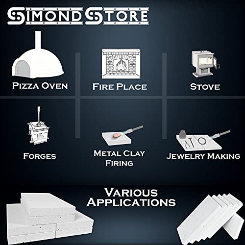 SIMOND STORE Insulating Fire Bricks - 2500F Rated 0.75" x 4.5" x 9" - Soft Fire Bricks for Forge Wood Stove Pizza Oven Fireplace Fire Pit Kiln Jewelry Soldering Heat Insulation Block - Pack of 6 Brick