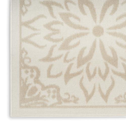 Nourison Jubilant Floral Ivory/Light Blue 7'10'' x 9'10'' Area-Rug, Easy-Cleaning, Non Shedding, Bed Room, Living Room, Dining Room, Kitchen (8x10)