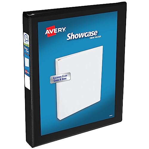 Avery Economy Showcase View 3 Ring Binder, 1 Inch Slant Rings, 1 Black Binder (19600)
