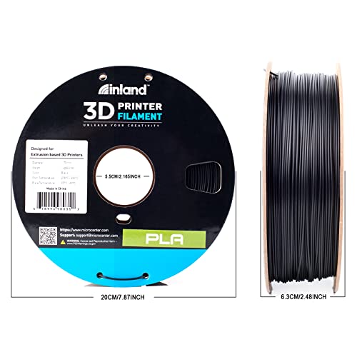 INLAND 2 Pack PLA 3D Printer Filament - 3D Printing PLA Filament Bundle 1.75mm, Dimensional Accuracy +/- 0.03mm - 2kg Cardboard Spool (4.4lbs), Black PLA