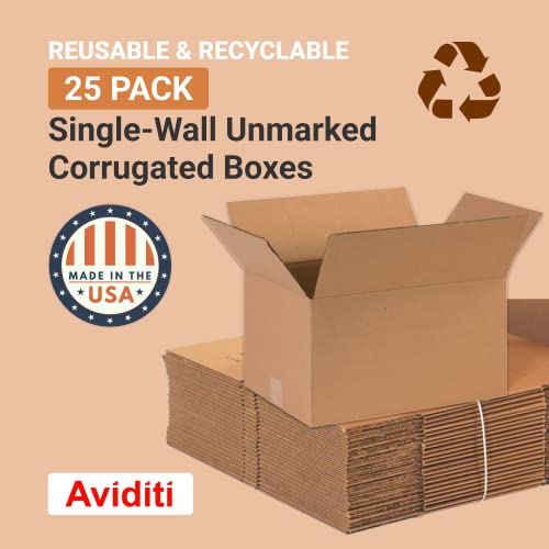 AVIDITI 16 x 11 x 9 Corrugated Cardboard Boxes, Medium 16"L x 11"W x 9"H, Pack of 25 | Shipping, Packaging, Moving, Storage Box for Home or Business, Strong Wholesale Bulk Boxes
