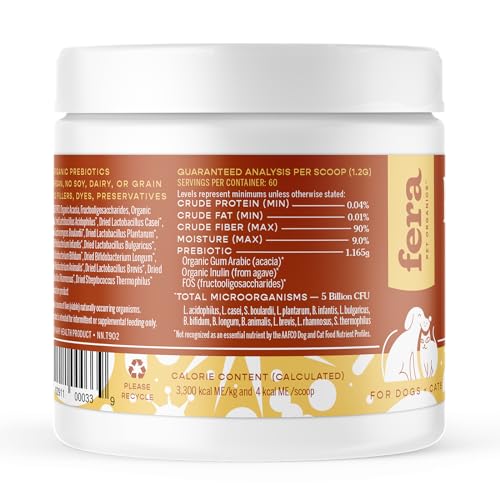 Fera Pets Postbiotics Plus for Dogs– Vet Created Dog Prebiotics & Postbiotics Supplement for Your Pet’s Digestive Health & Immune Support – 120 Scoops