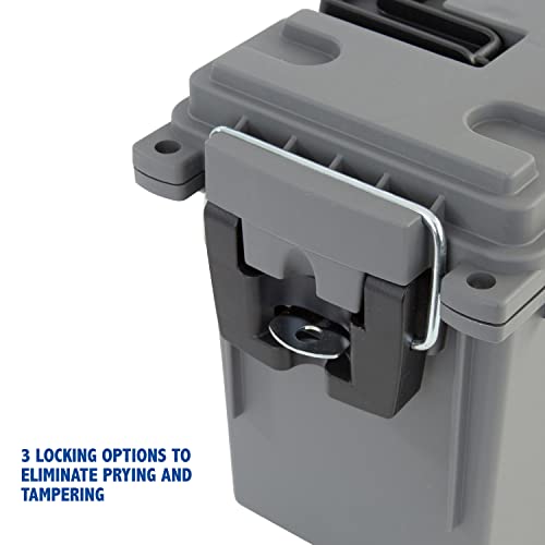 Sheffield 12628 Field Box, Pistol, Rifle, or Shotgun Ammo Storage Box, Tamper-Proof Locking Ammo Can, Water Resistant, Made in The U.S.A, Stackable, Gray